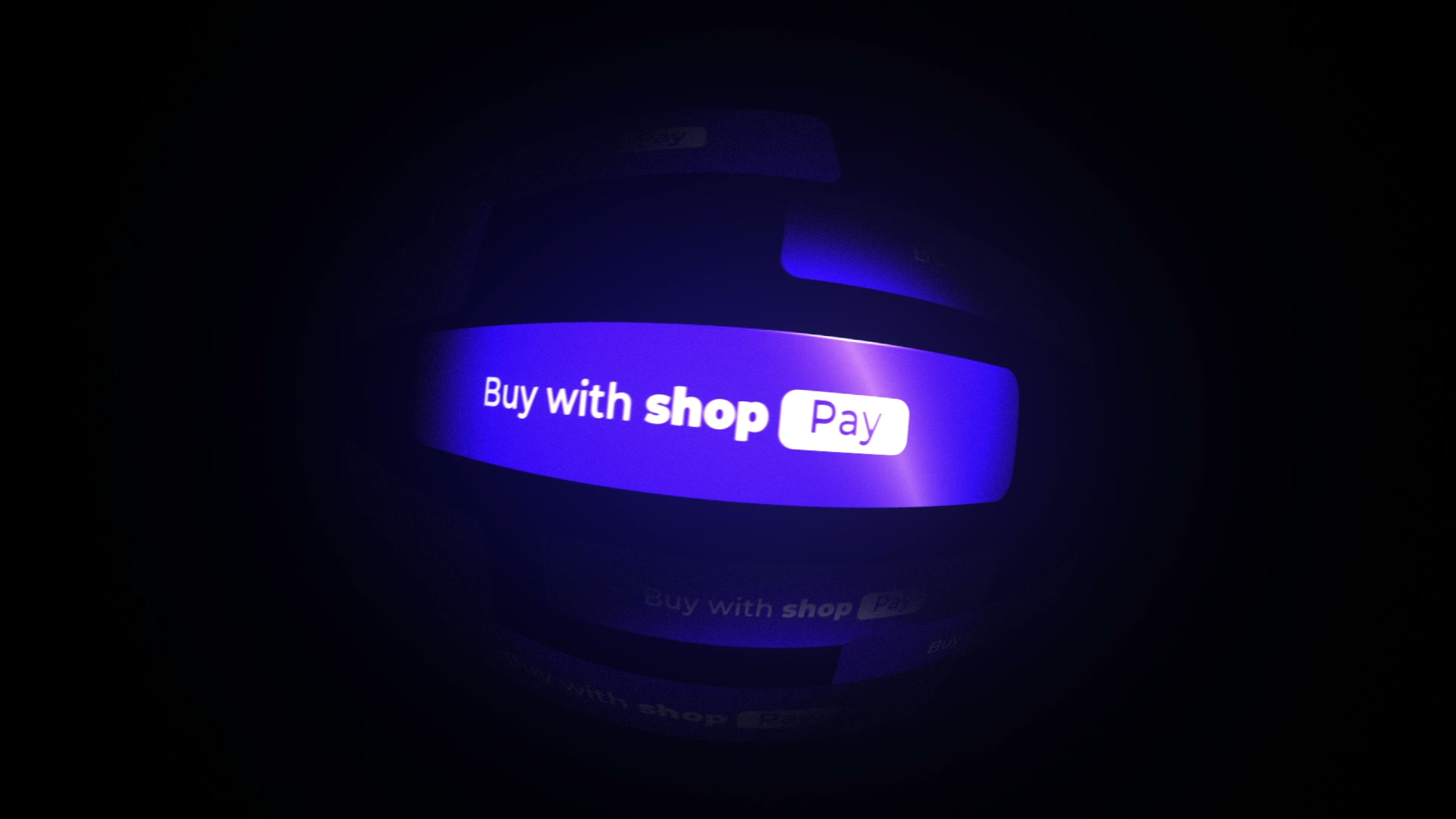A checkout button transforms into a glowing, dimensional ribbon.